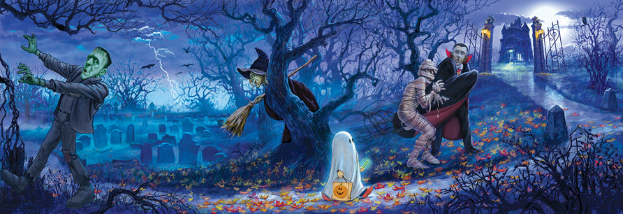 Halloween Scene by K. Sean Sullivan, 500 Piece Panorama Puzzle