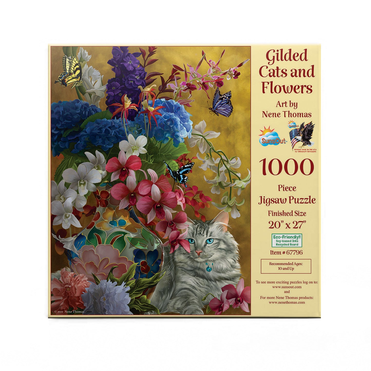 Gilded Cats and Flowers by Nene Thomas, 1000 Piece Puzzle