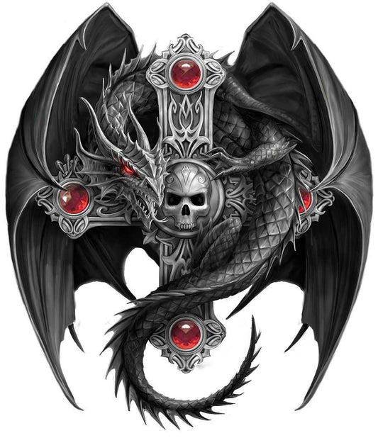 Dragon Cross by Anne Stokes, Large Sticker