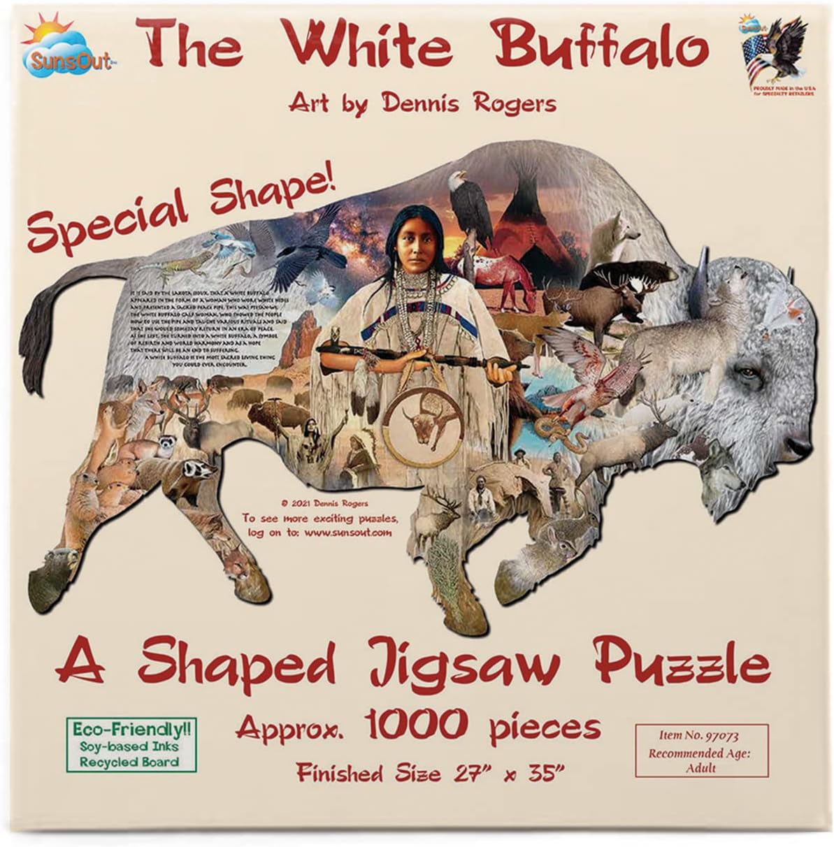 The White Buffalo by Dennis Rogers, 1000 Piece Shaped Puzzle
