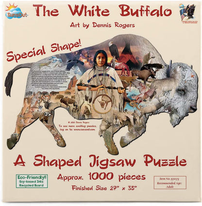 The White Buffalo by Dennis Rogers, 1000 Piece Shaped Puzzle