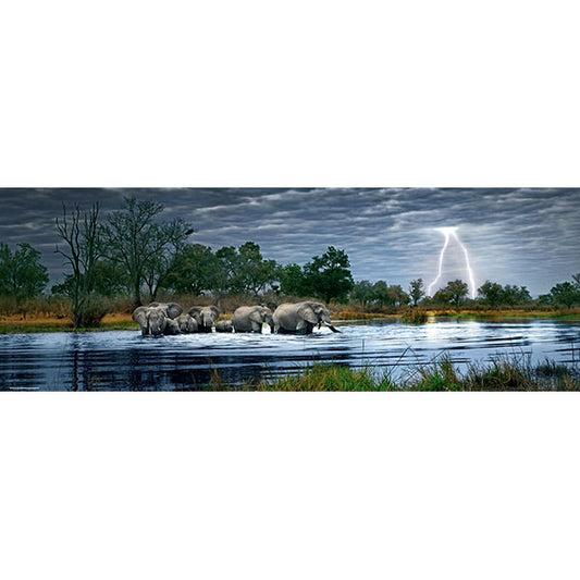 Herd of Elephants by Alexander von Humboldt, 2000 Piece Panorama Puzzle
