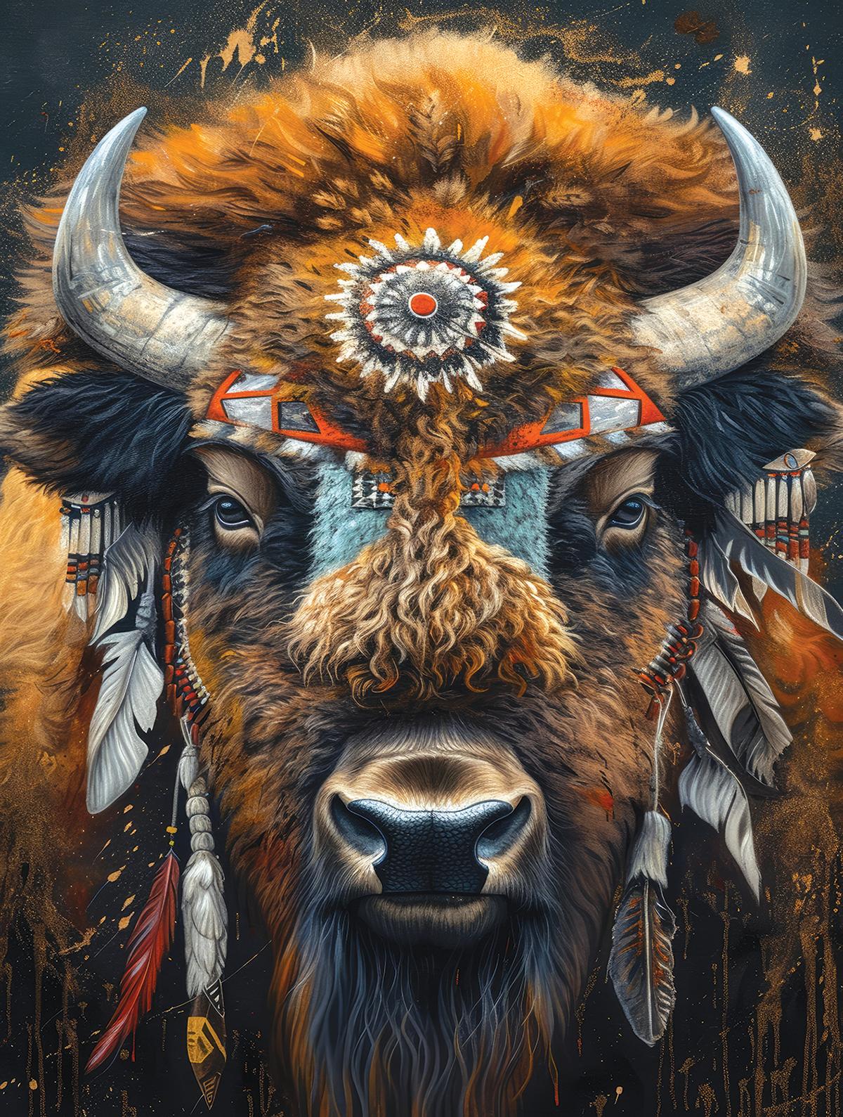 Native American Bison by Ryan James, 500 Piece Puzzle