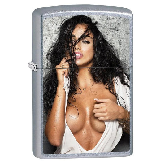 Zippo Lighter: Sexy Brunette Girl - Street Chrome