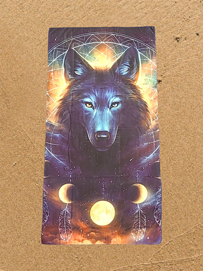 Dreamcatcher Wolf by Jonas Jödicke, Beach Towel