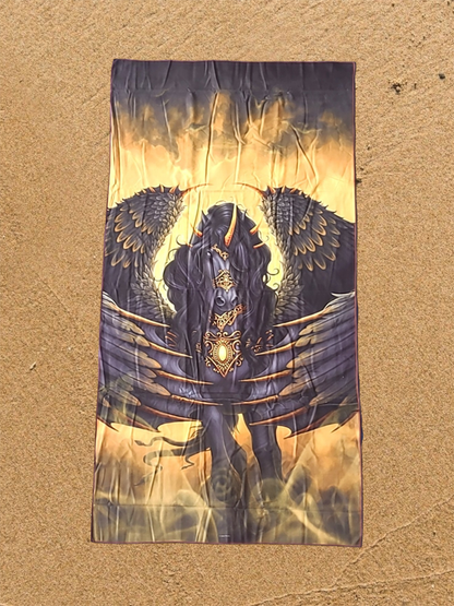 Black Pegasus by Sarah Richter, Beach Towel