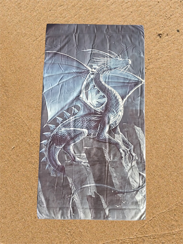 Silver Dragon by Vincent Hie, Beach Towel