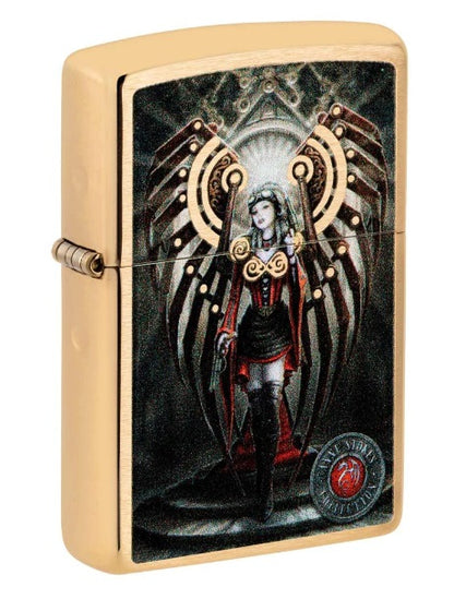 Zippo Lighter: Anne Stokes Steam Punk Angel (Avenger)- Brushed Brass