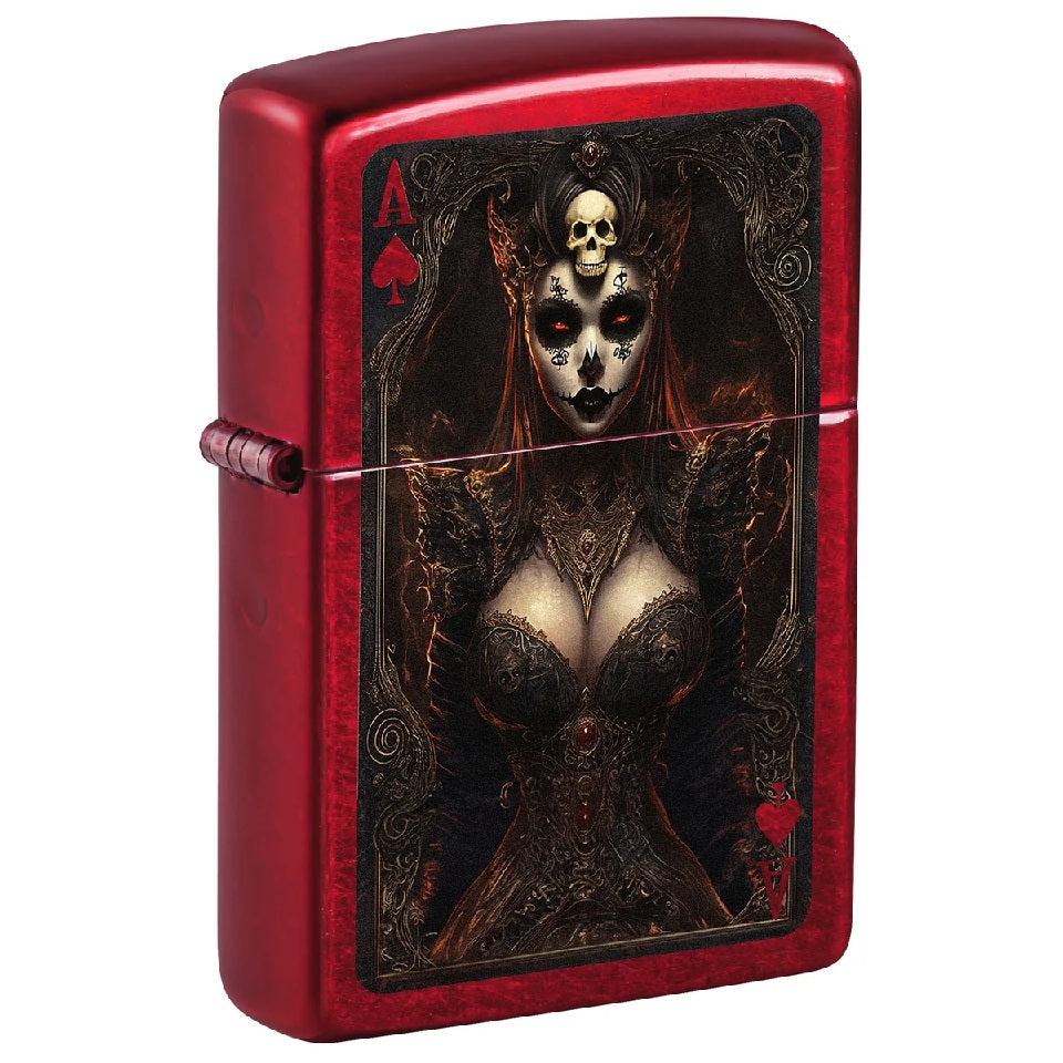 Zippo Lighter: Ghoulish Ace of Spades - Candy Apple Red