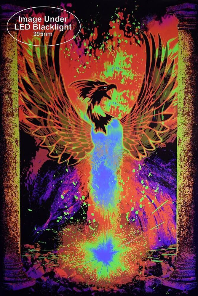 Phoenix Rebirth niet-gestroomde Blacklight-poster
