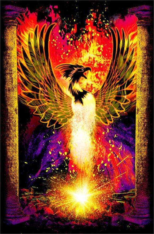 Phoenix Rebirth niet-gestroomde Blacklight-poster