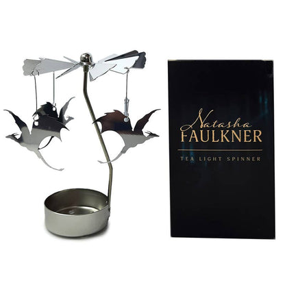 Flying Dragons Rotating Carousel Spinning Candle Holder, Based on Natasha Faulkner art