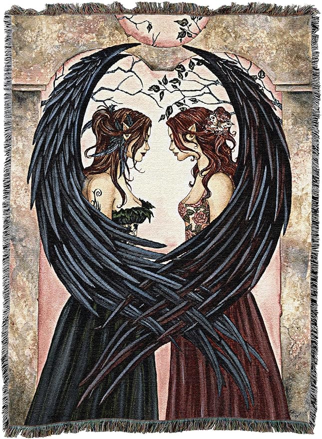 Sisters by Amy Brown, Tapestry Throw Woven from Cotton