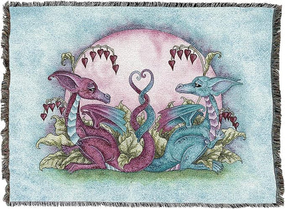 Loving Dragons by Amy Brown, Tapestry Throw Woven from Cotton