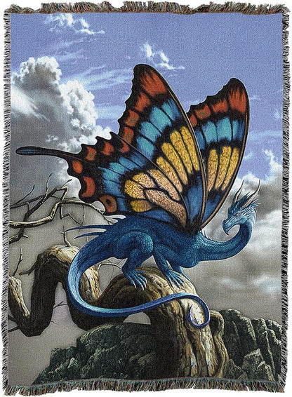 Drakerfly Butterfly by Ciruelo, Tapestry Throw Woven from Cotton