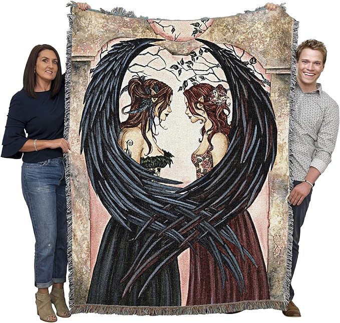 Sisters by Amy Brown, Tapestry Throw Woven from Cotton