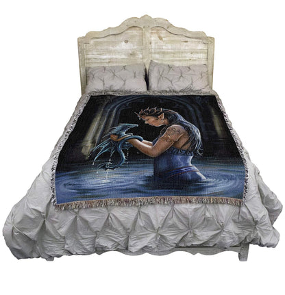 Water Dragon by Anne Stokes, Tapestry Throw Woven from Cotton