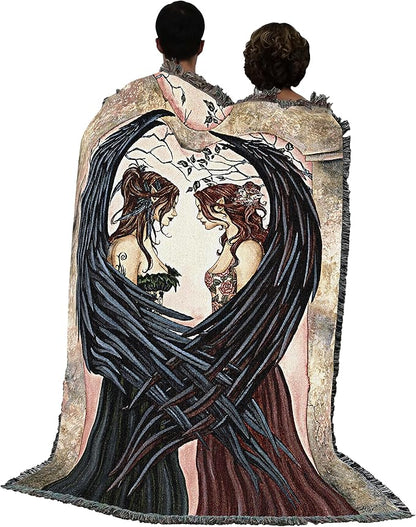 Sisters by Amy Brown, Tapestry Throw Woven from Cotton