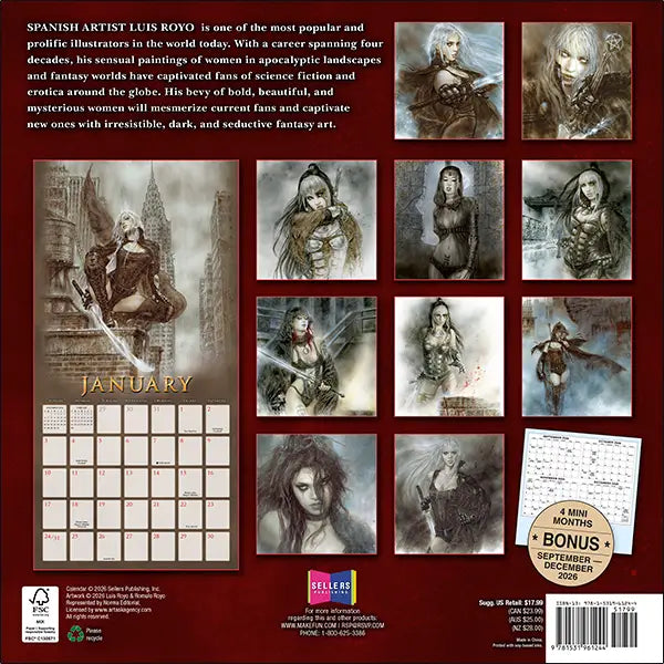 The Fantasy Art of Royo, 2027 Wall Calendar