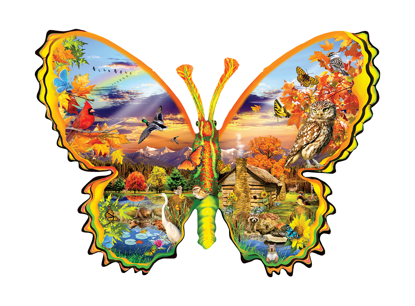 Autumn Butterfly by Lori Schory, 1000 Piece Shaped Puzzle