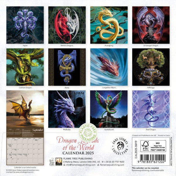 Anne Stokes: Dragon Legends of the World Mini Wall calendar 2025 (Art Calendar)