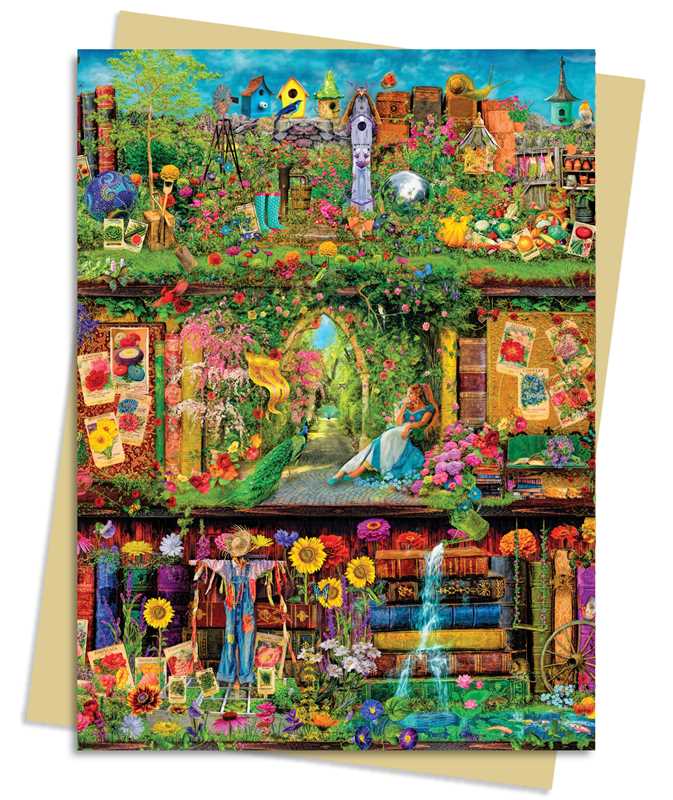 Aimee Stewart: Garden Bookshelves Greeting Card