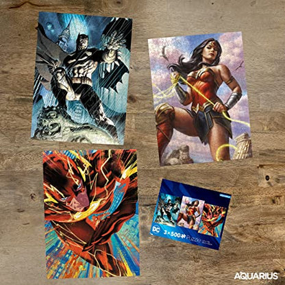 DC Heroes, 3 x 500 Piece Puzzles