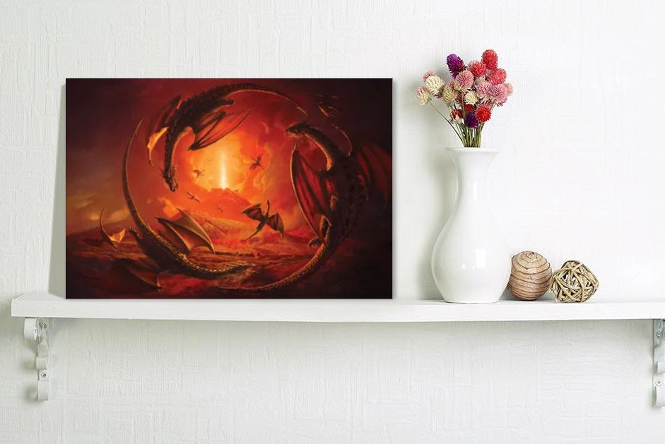 Dragons At Vesuvius From Portici by Ars Fantasio, Limited Edition Canvas Print