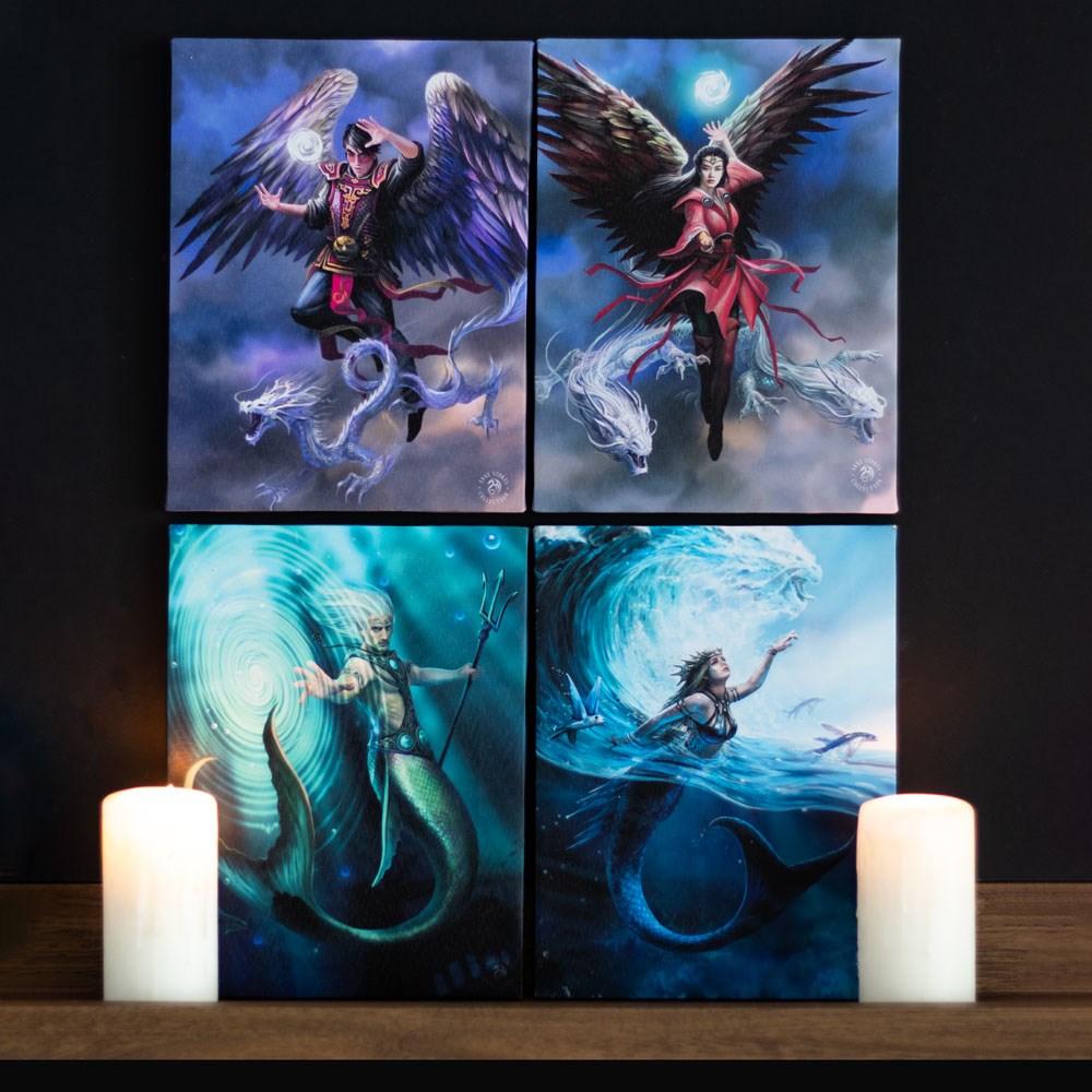 Water Elemental Wizard af Anne Stokes, lærredstryk