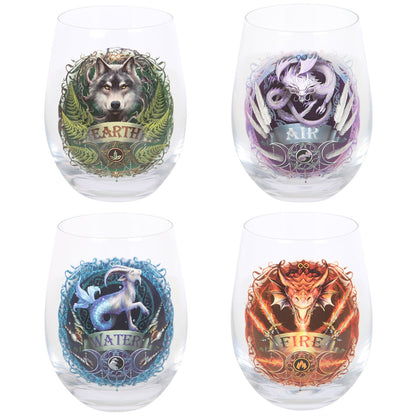 Elemental Set by Anne Stokes, Stemless Wine Glass Set