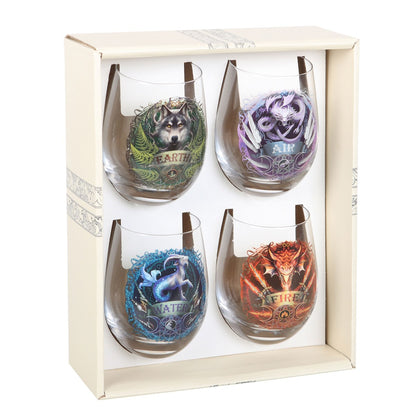 Elemental Set by Anne Stokes, Stemless Wine Glass Set