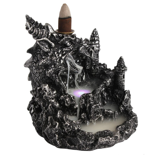 Silver Dragon - Backflow Cone Incense Burner with LED Light