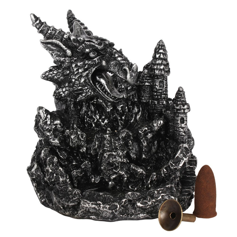 Silver Dragon - Backflow Cone Incense Burner with LED Light
