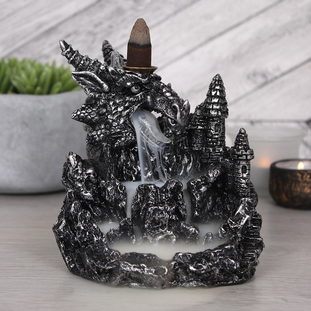 Silver Dragon - Backflow Cone Incense Burner with LED Light