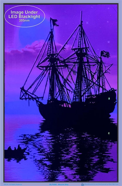 Moonlit Pirate Ghost Flocked Blacklight Poster