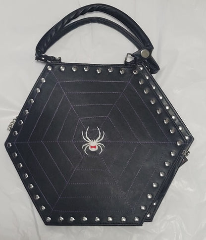 Demonia - Spider with Web Black PU Leather, Purse