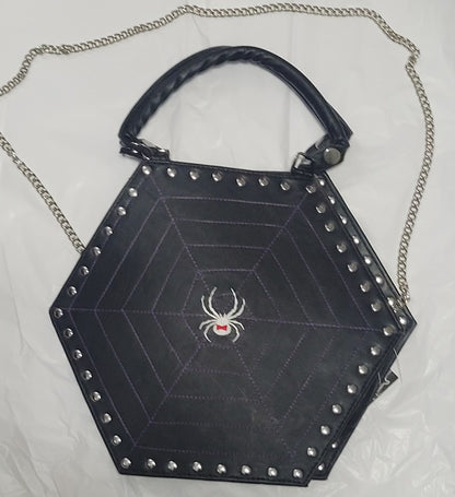 Demonia - Spider with Web Black PU Leather, Purse