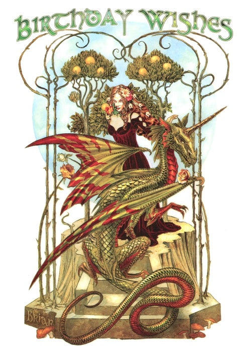 Garden Of The Firedrake by Briar Birthday Card