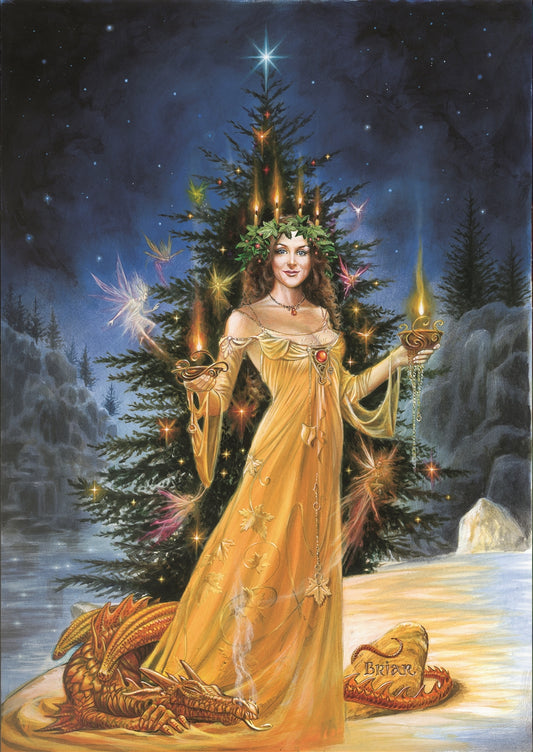 Yule Lady of Lights by Briar, Greeting Cards