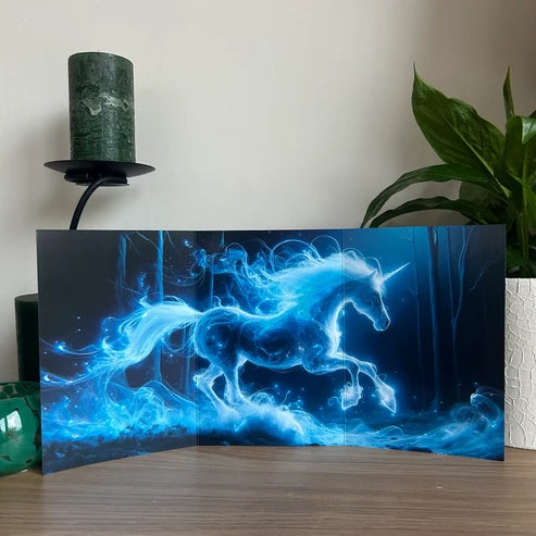Trifold Starlit Blue Unicorn Card