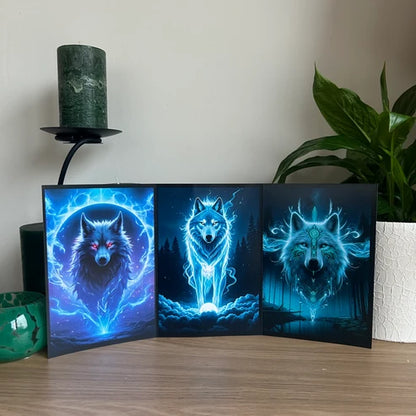 Triptych Wolves Card