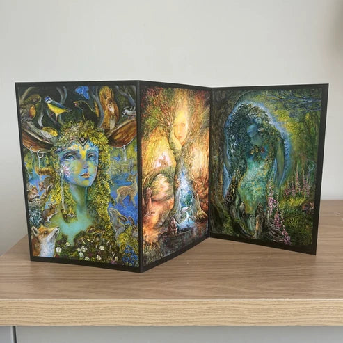The Josephine Wall Collection - Guardian of the Forest Triptych, Eco-Friendly Self-Sealing Trifold Card