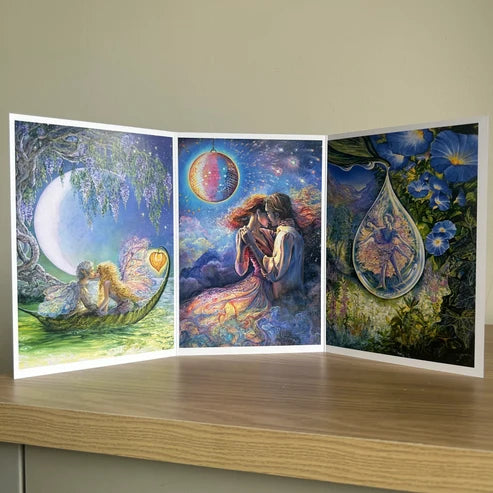 The Josephine Wall Collection - Wisteria Moon Triptych, Eco-Friendly Self-Sealing Trifold Card
