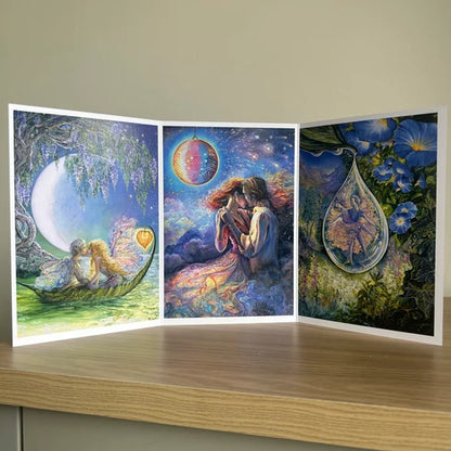 The Josephine Wall Collection - Wisteria Moon Triptych, Eco-Friendly Self-Sealing Trifold Card