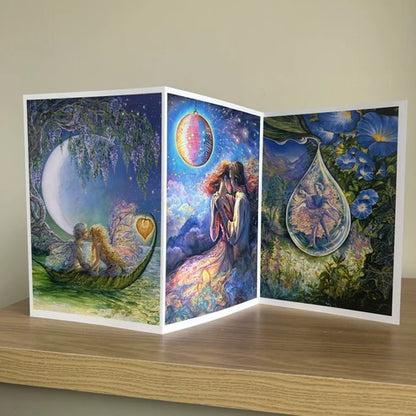 The Josephine Wall Collection - Wisteria Moon Triptych, Eco-Friendly Self-Sealing Trifold Card