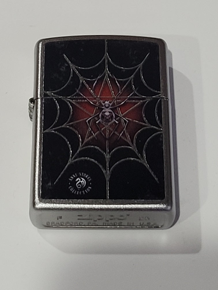 Zippo Lighter: Anne Stokes Widow's Web - Satin Chrome
