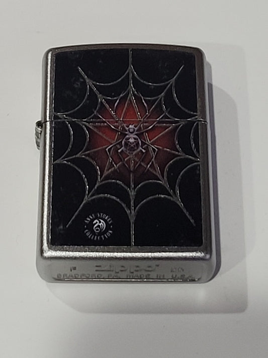 Zippo Lighter: Anne Stokes Widow's Web - Satin Chrome