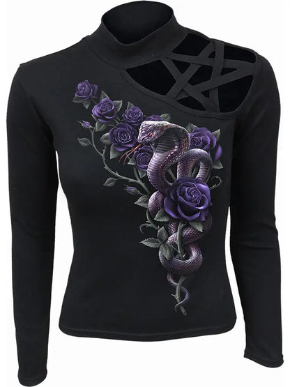 Cobra Roses - Pentagram Shoulder Longsleeve Top
