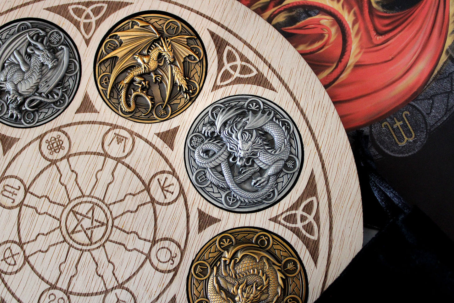 Dragons of the Sabbats coin sets by Anne Stokes