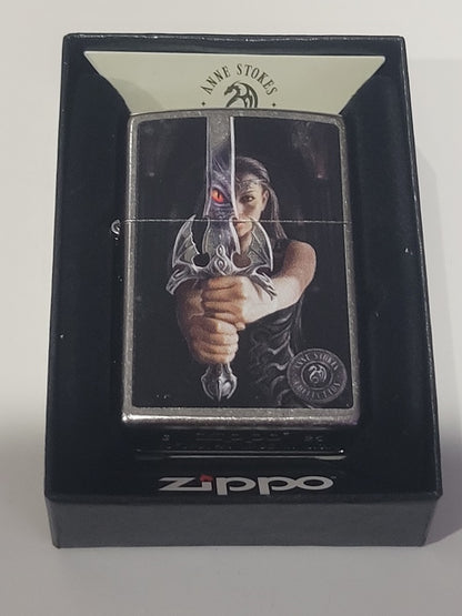 Zippo Lighter: Anne Stokes Dragon Reflection - Street Chrome